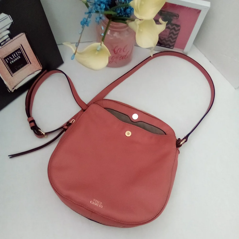 Vince Camuto Bag Women's Crossbody Purse Kenzys Leather, Salmon Sushi Pink